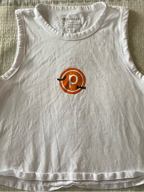 Pure Barre Tops - Pure Barre White Tank with Orange Logo